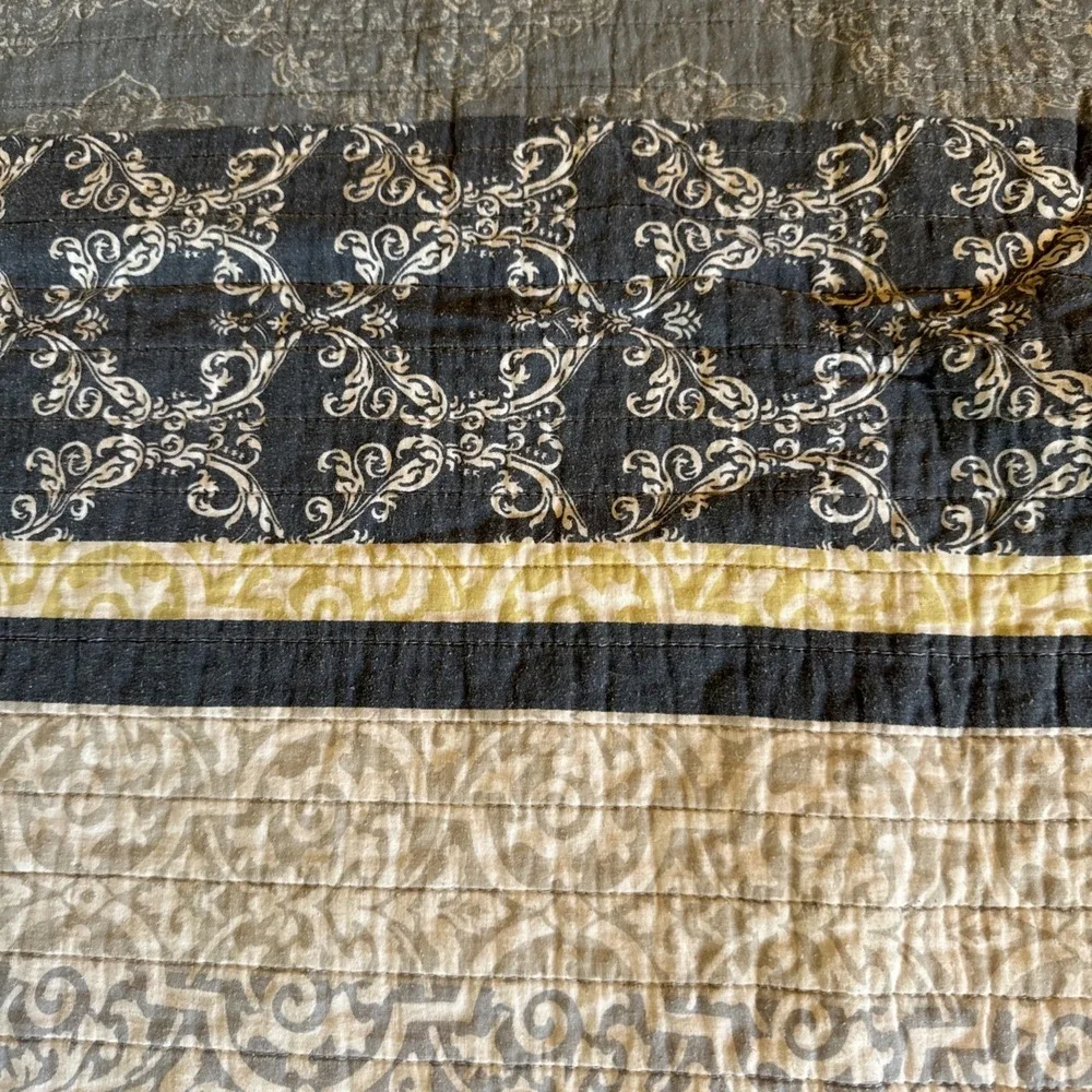 Blue, White,  Quilt, Reversible, Mixed Patterns, 93